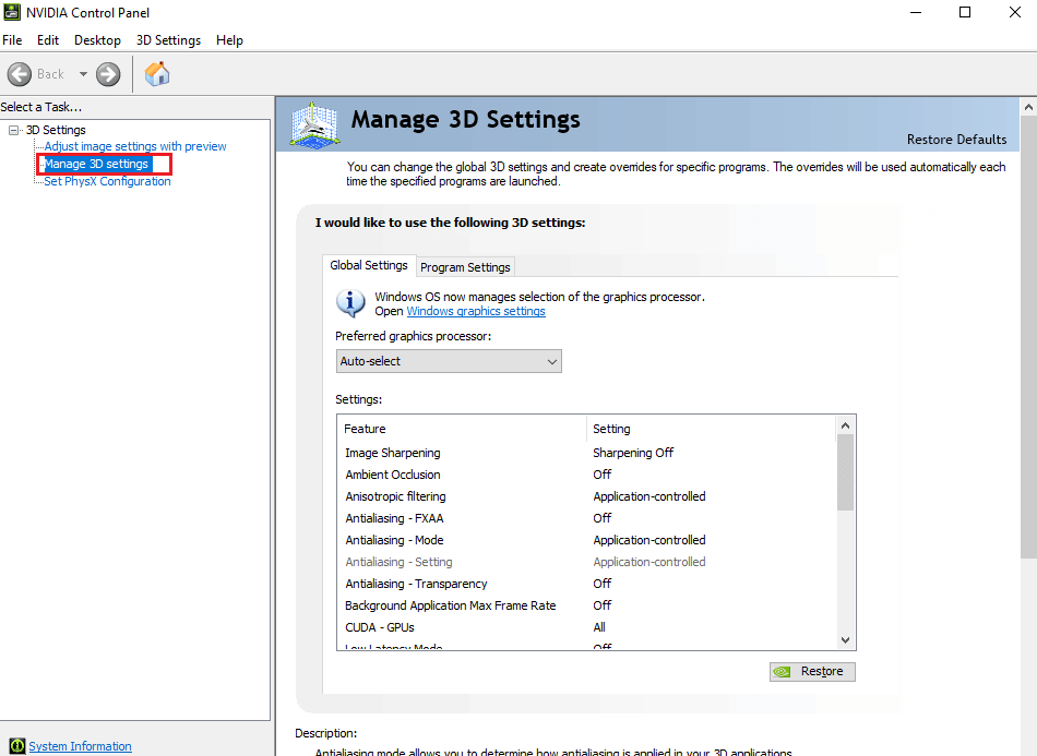 Click on Manage 3D settings. Ways to Fix Sims 4 Unable to Start Video Card