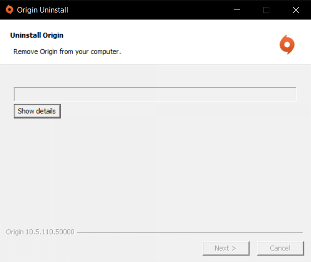wait for Origin Uninstallation process to be completed