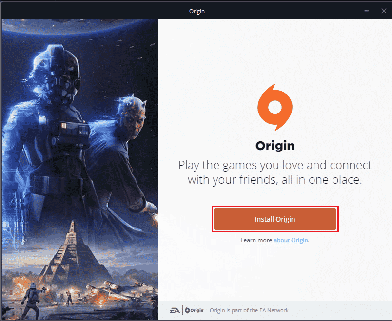 click on Install Origin