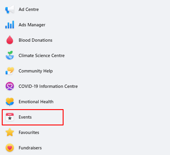 Click on Events