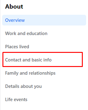 Choose Contact and basic info | What Happened to Birthdays on Facebook?