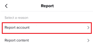 Next, tap on Report account.