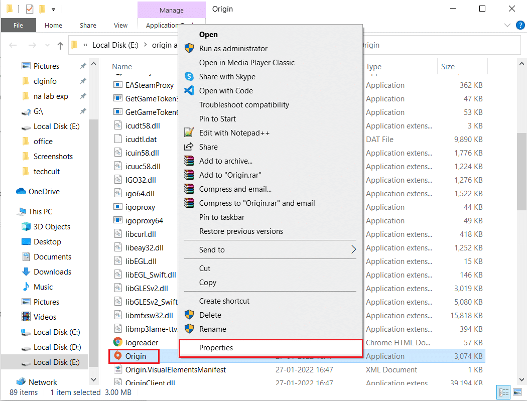 right click on Origin app and select Properties