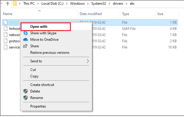 click on the Open with option