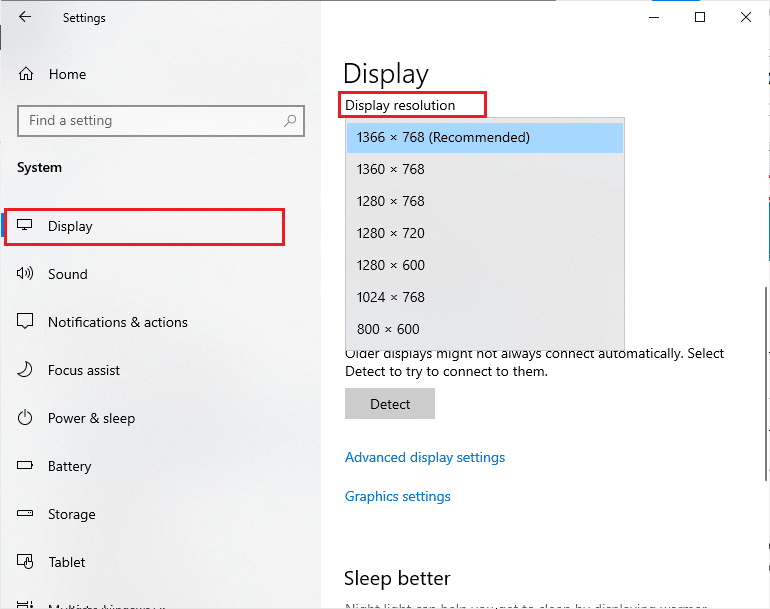 choose a lower screen resolution under Display resolution 