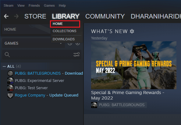 click on HOME and search for your game
