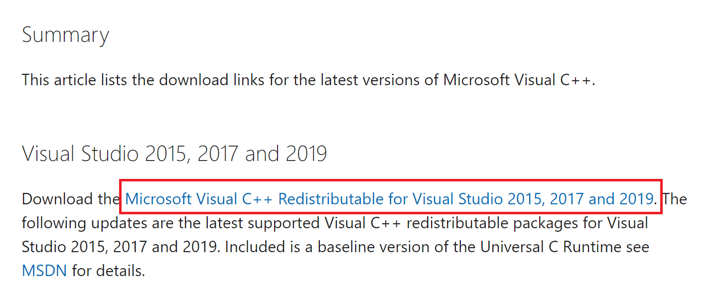 Visit the Microsoft website to download the latest C package