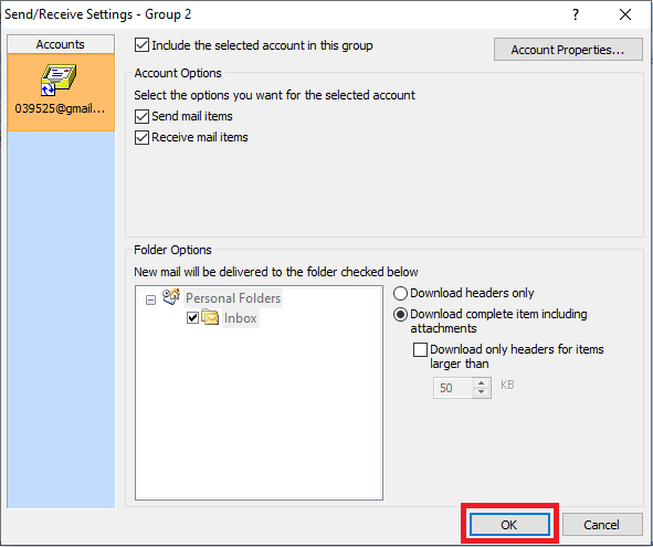 Click OK to confirm changes