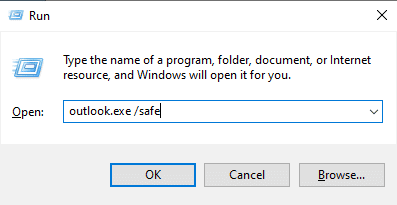 type Outlook exe safe to open Outlook in safe mode