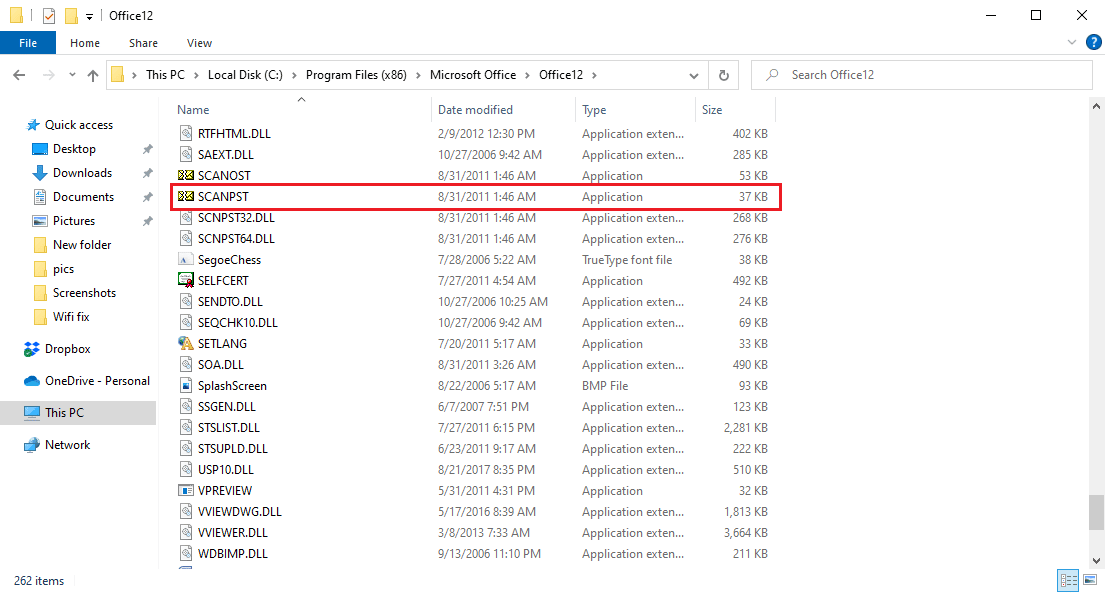 Locate and open the SCANPST exe file