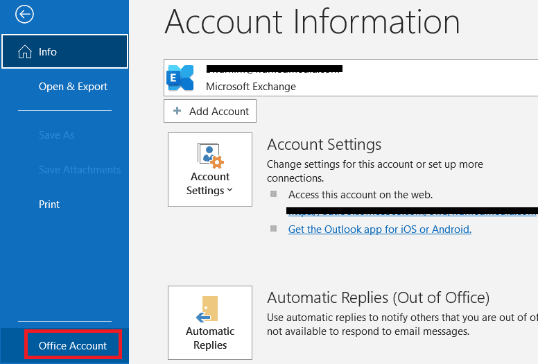 Select the Office Account