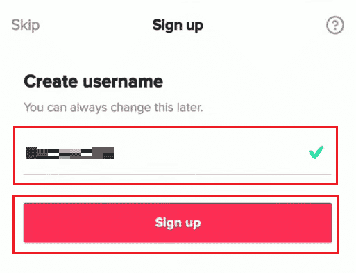 Create username and tap on Sign up | fix shadowbanned on TikTok