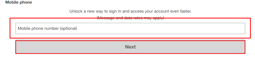 Enter the new Mobile phone number you want to change to and click the Next - Save option