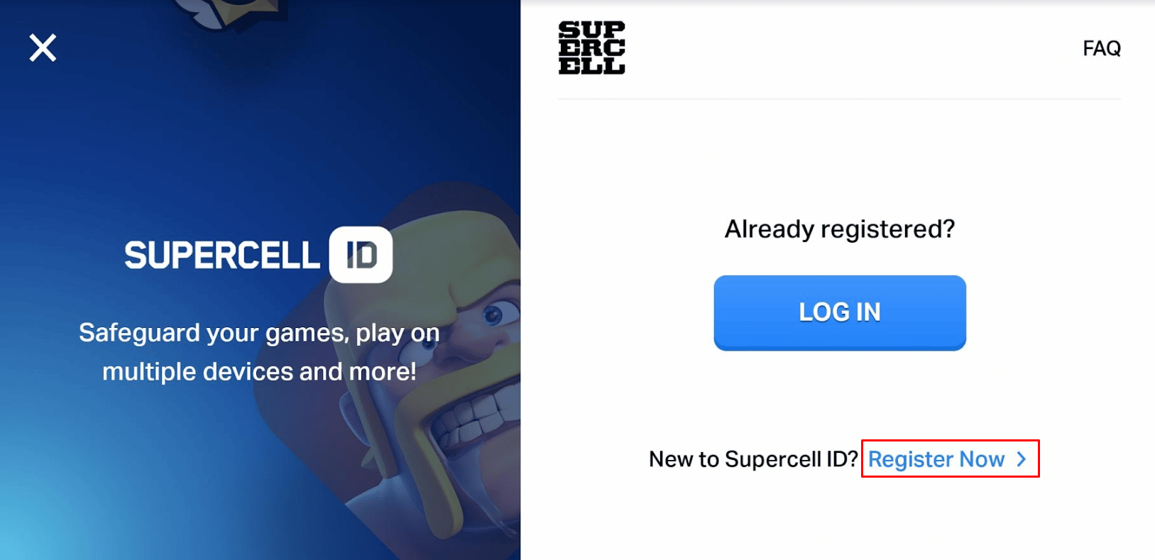 Tap on Register Now | How to Restart without Resetting Clash of Clans