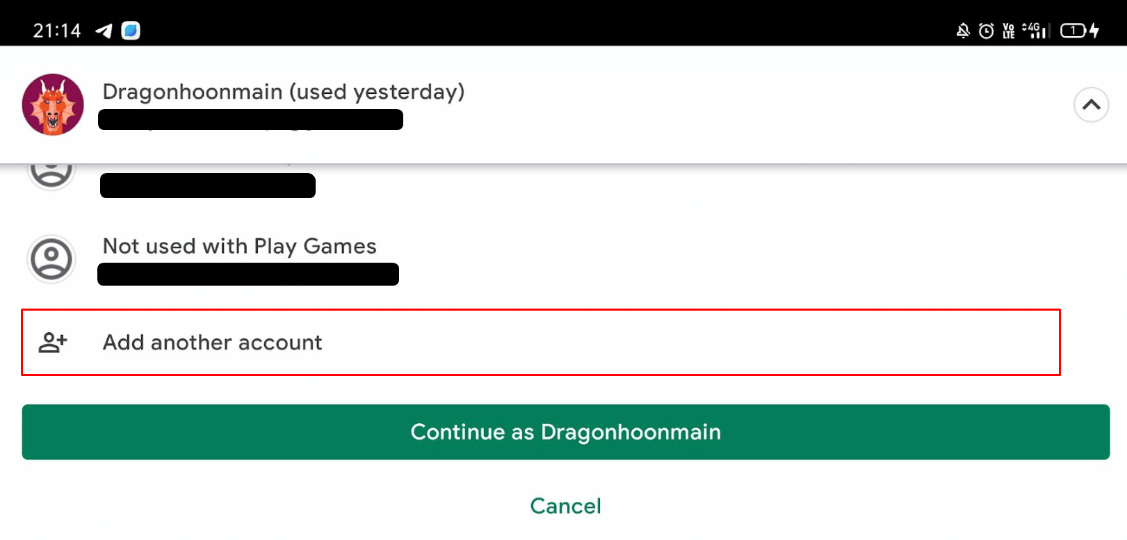 Choose Add another account