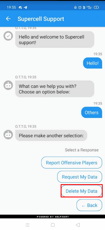 choose Delete My Data