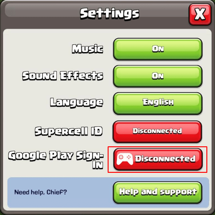 Tap on Disconnected next to Google Play Sign-In