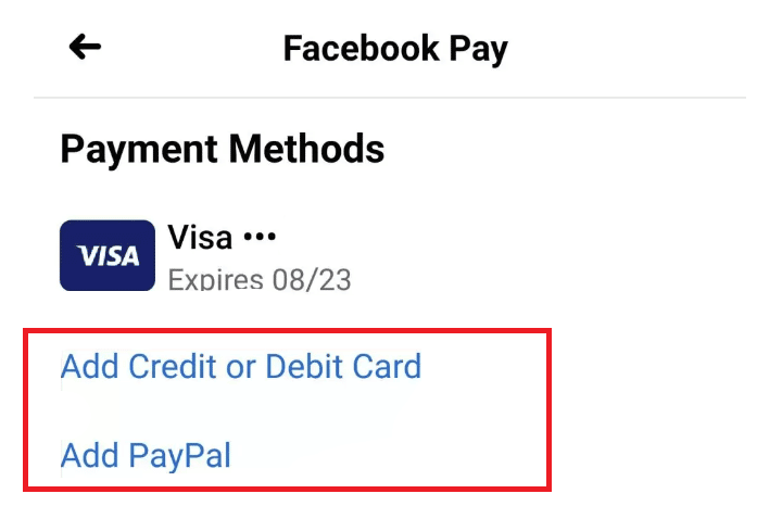 Add your preferable payment method.