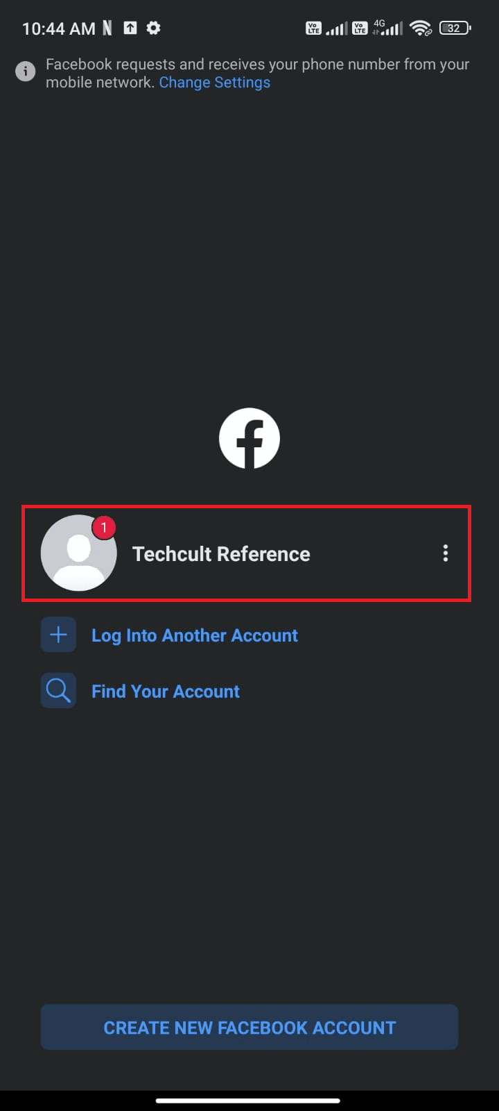 Wait for a few seconds and tap on your Facebook account to log in again | Why is Facebook Pay Not Working?