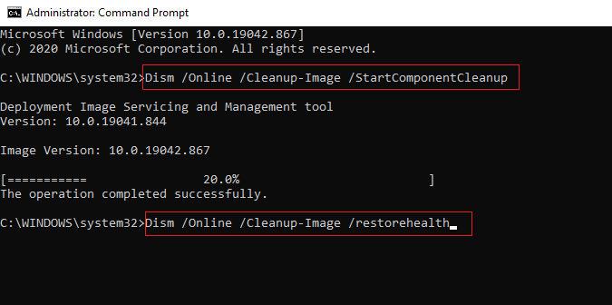 Type another command Dism Online Cleanup Image restorehealth and wait for it to complete