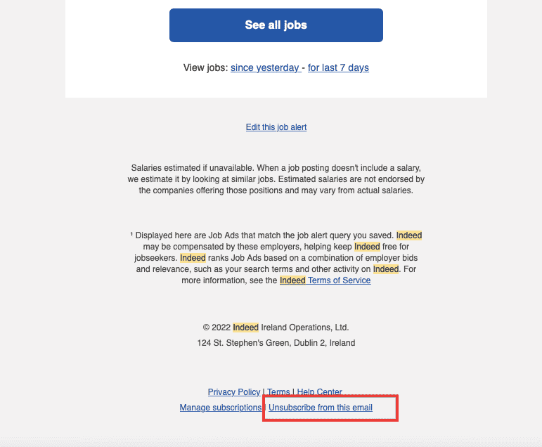 click on unsubscribe from this email