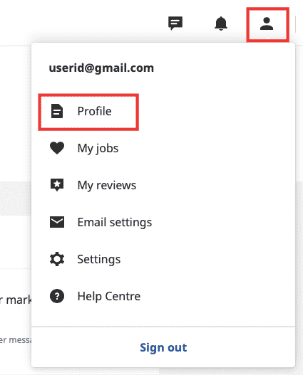 click on user icon and then click on profile. How to Delete Indeed Account Permanently