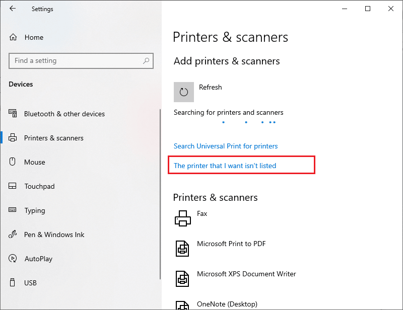 click on The printer