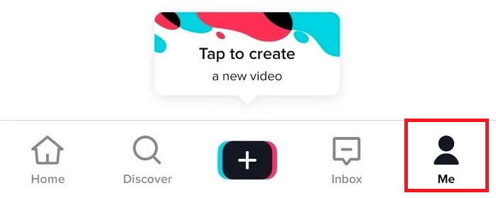 Tap on Me to open Profile section TikTok