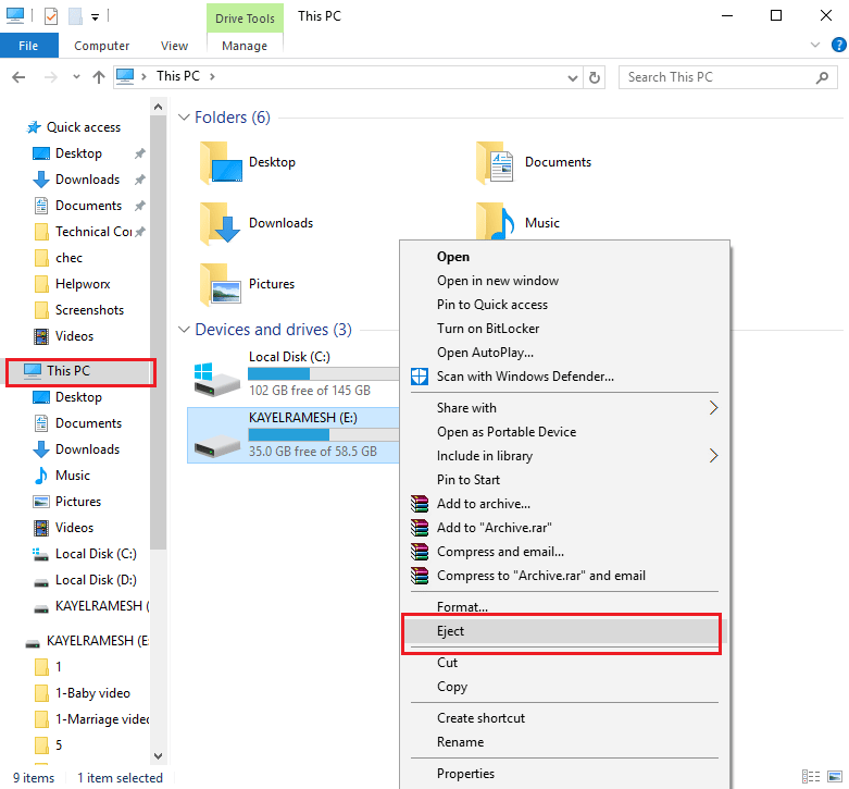 right click on the USB device and click on the Eject option. Fix Android phone USB connection problem