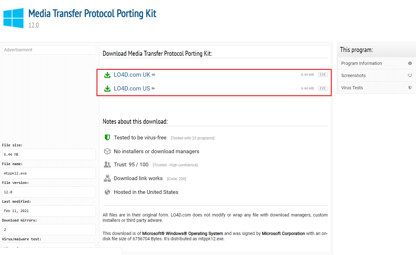 download media transfer protocol porting kit