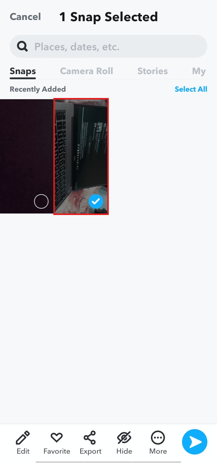 Tap on snaps to select multiple or one.