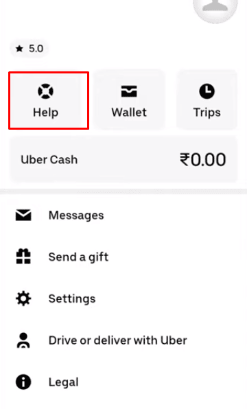 Tap on the Help option, under the menu