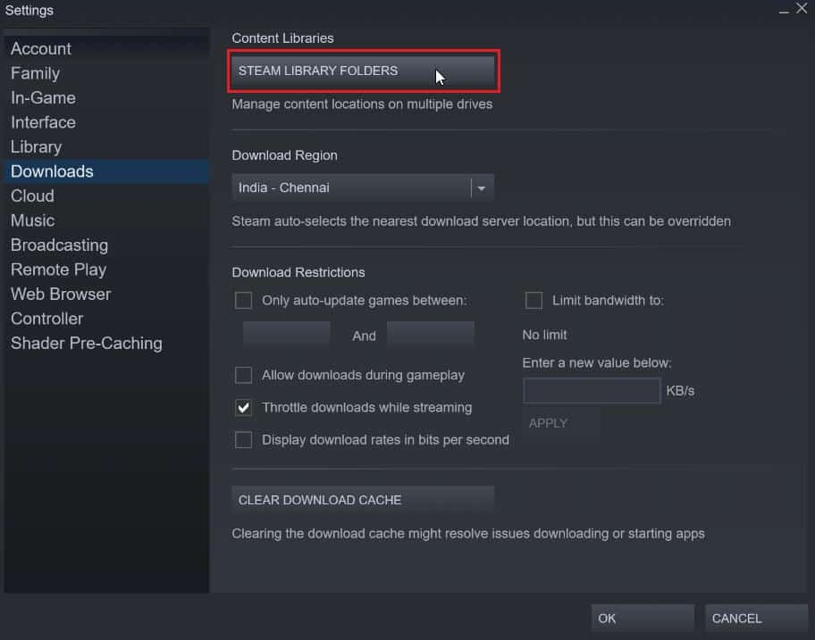 click on STEAM LIBRARY FOLDERS to open the storage manager. Fix Risk of Rain Fatal Error in Action Number 1