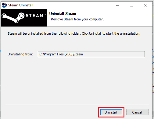 Click on Uninstall to confirm the uninstallation