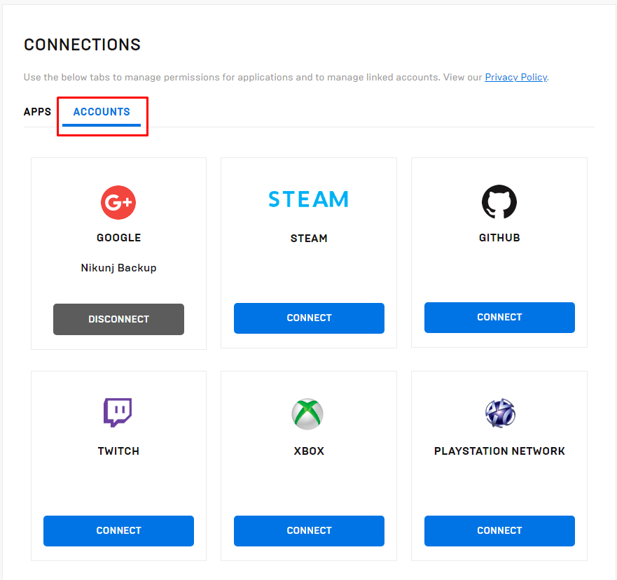 Click on the ACCOUNTS tab | How to Delete Fortnite Account on Switch | switch accounts on Fortnite Nintendo Switch