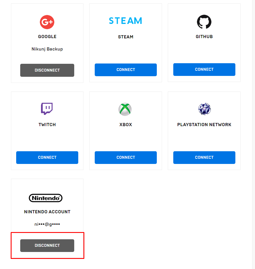Click on the DISCONNECT button below the Nintendo symbol | How to Delete Fortnite Account on Switch | switch accounts on Fortnite Nintendo Switch