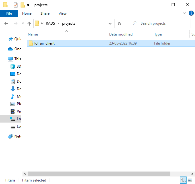 find the lol air client folder