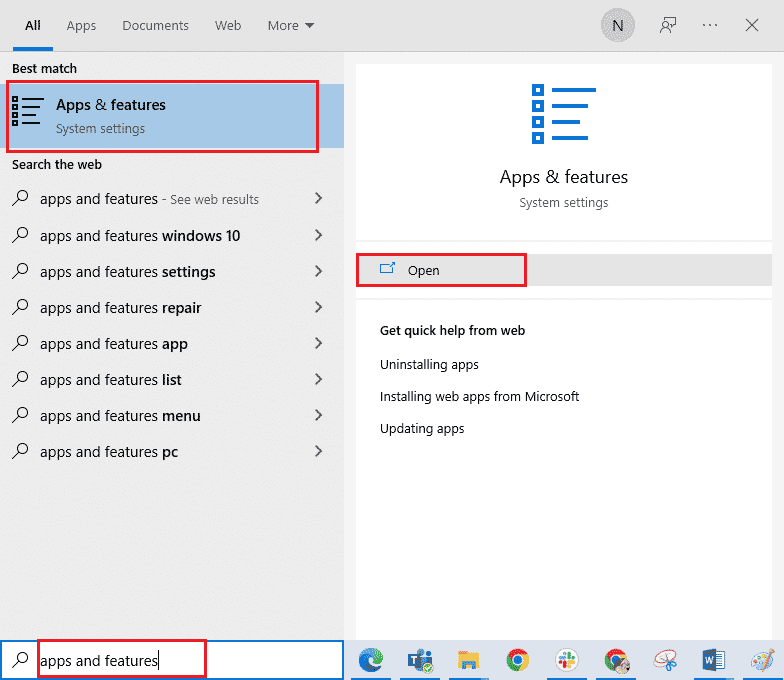open apps and features