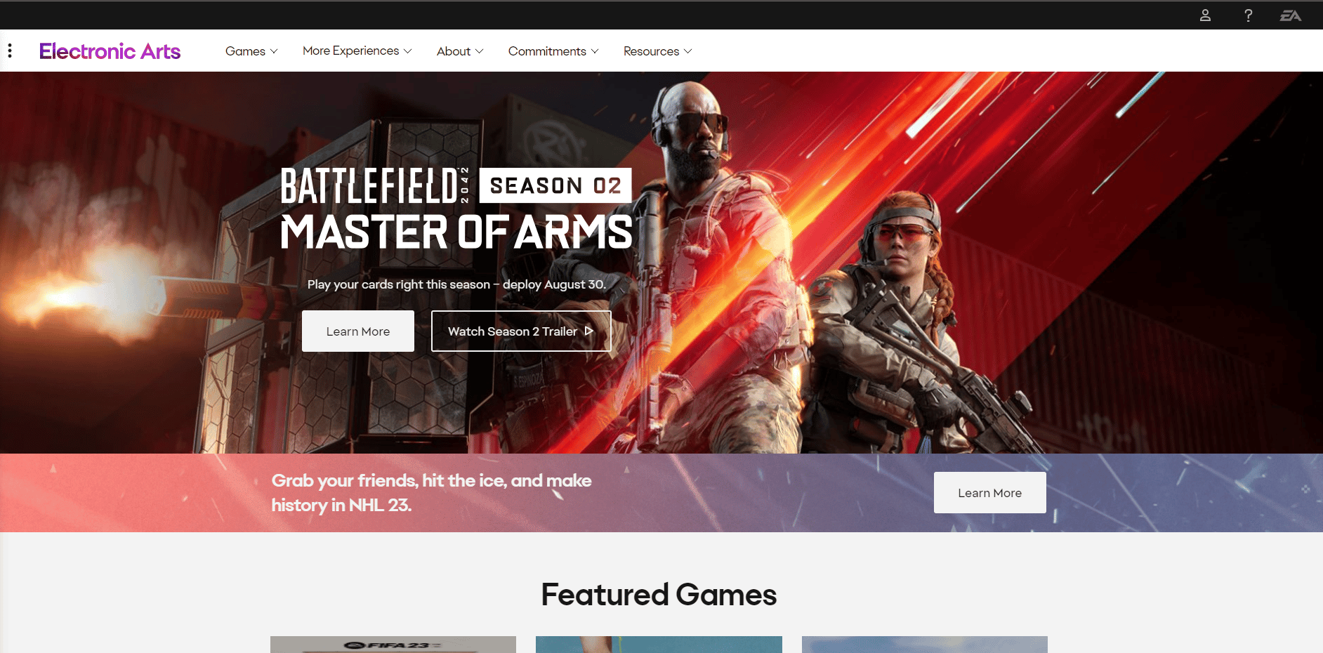 Electronic Arts Home page. How to Manage EA Account Settings