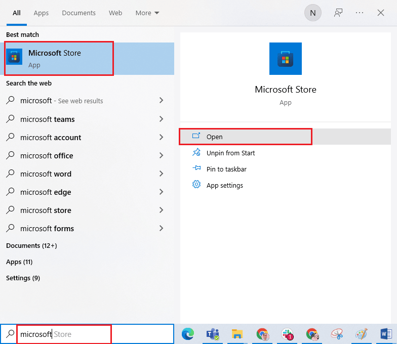 open Microsoft Store. Fix Microsoft Error 0x80070032 in Windows 10