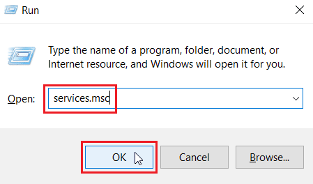 type services.msc and click on ok