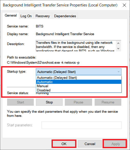 Set Startup type as Automatic 