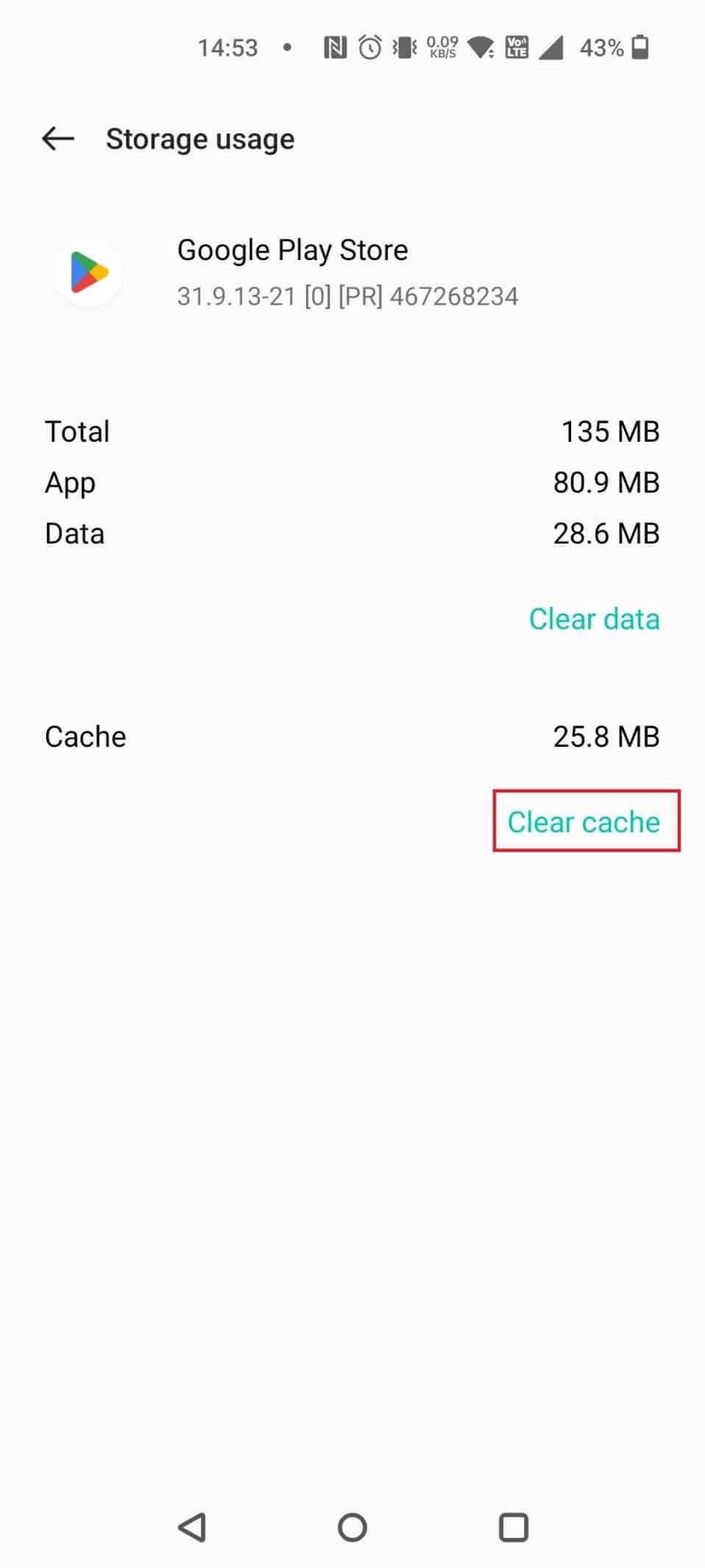 Tap on Clear cache | 