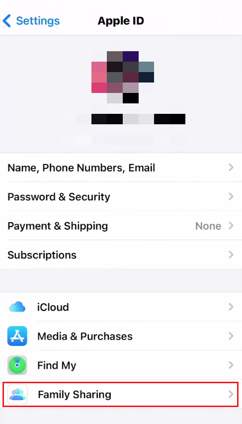 Tap on Family Sharing | change your child's account to a parent account on PS4