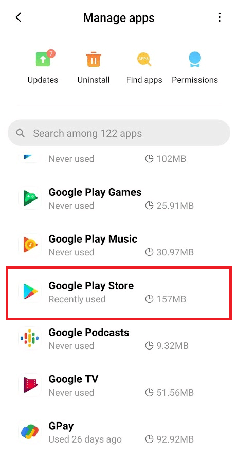 Tap on Manage apps. Fix Google Play Authentication is Required Error on Android