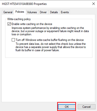 Click OK to save changes