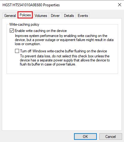 Navigate to the Policies tab