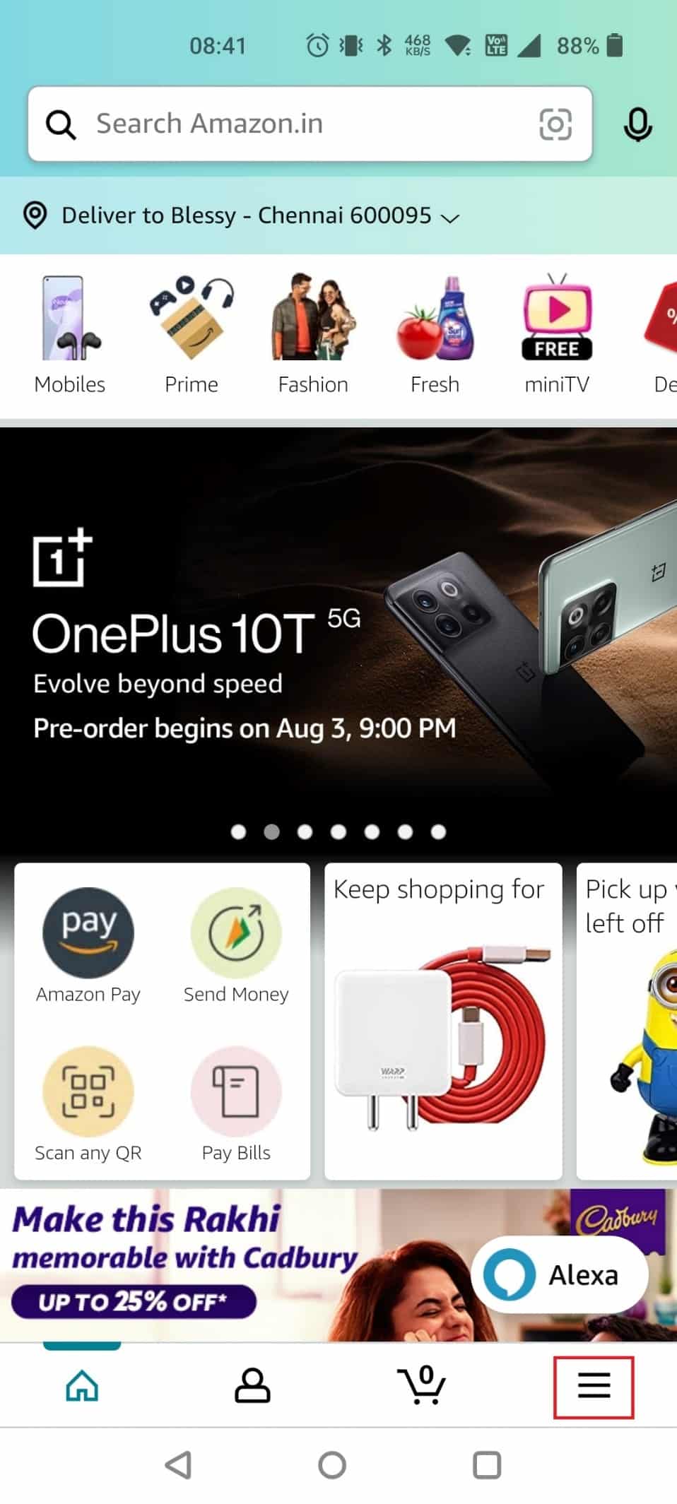 Tap on the three vertical lines at the bottom right corner