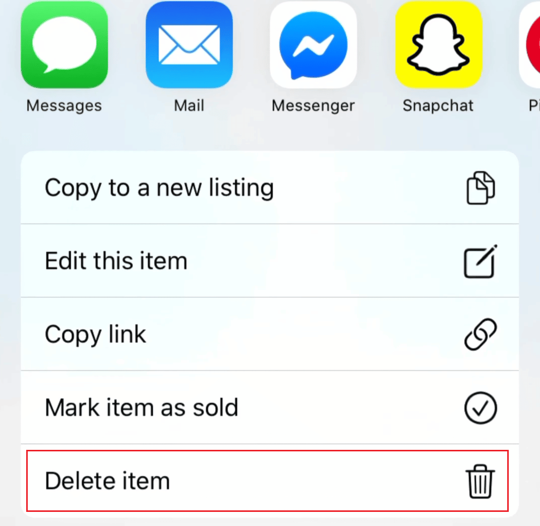 Tap on Delete item | How to Delete Depop Listing
