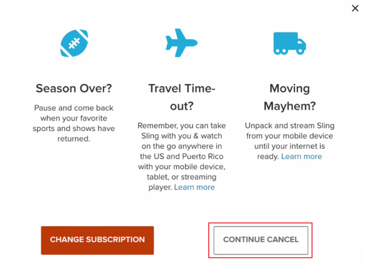 Click on CONTINUE CANCEL in the prompt